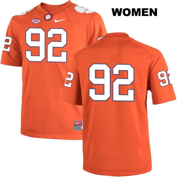 Women's Clemson Tigers #92 Nyles Pinckney Stitched Orange Authentic Nike No Name NCAA College Football Jersey PWA0146LU